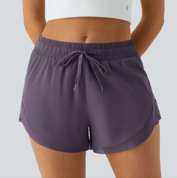 NWT HALARA Navy Cosmos Mid Rise 2-in-1 Flowy Running Shorts 3'', US S - Picture 3 of 7